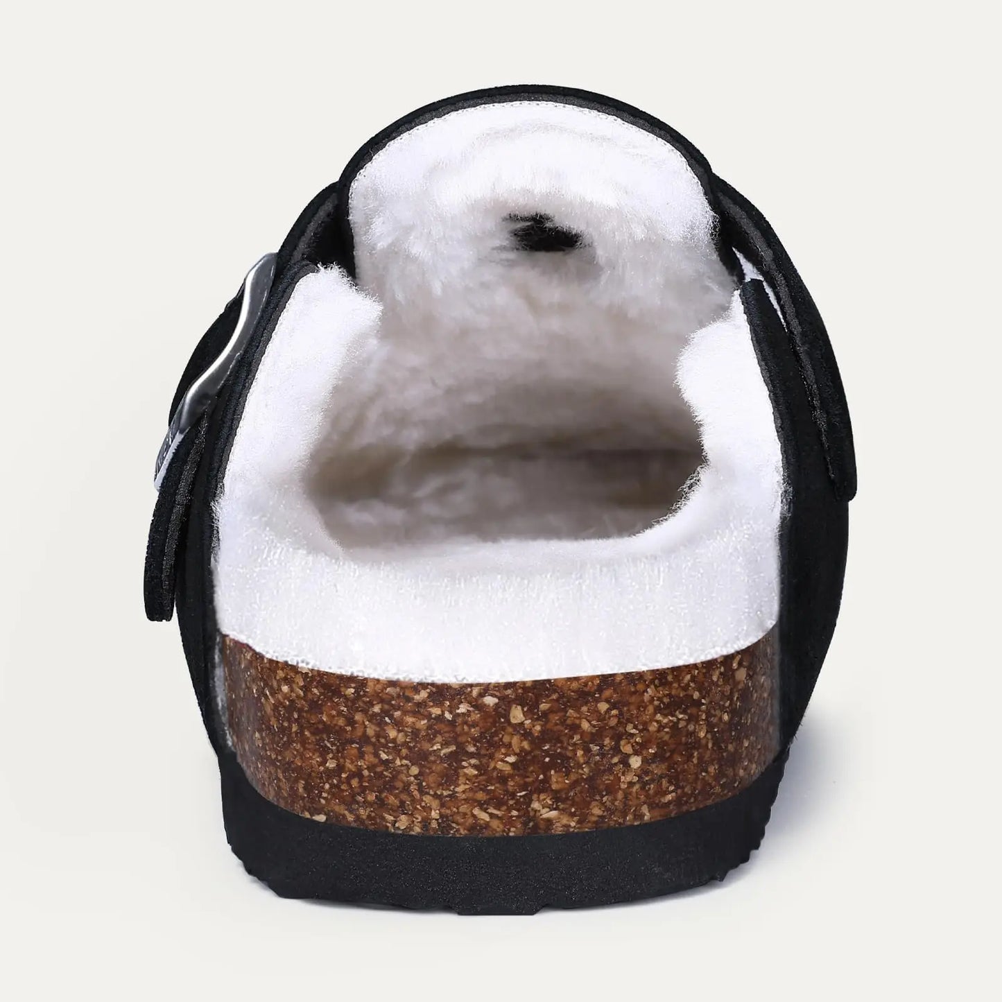 Shevalues Winter Women's Mules With Adjustable Buckle Leisure Cork Insole Comfortable Clogs Slippers Cow Suede Non-slip Sandals