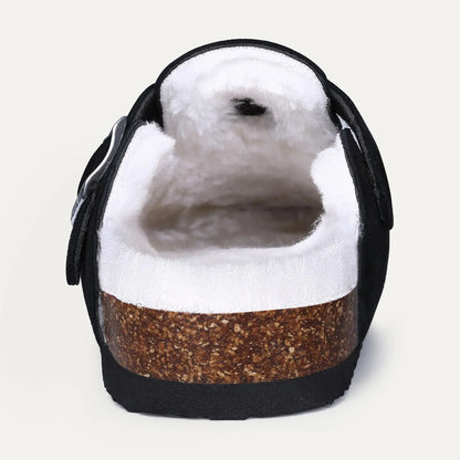 Shevalues Winter Women's Mules With Adjustable Buckle Leisure Cork Insole Comfortable Clogs Slippers Cow Suede Non-slip Sandals