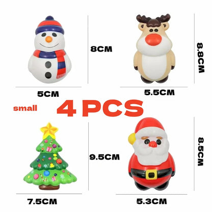 4Pcs PU Squishy Anti Stress Reliever Toy Doll Santa Claus Reindeer Christmas Gift Slow Rebound Antistress Squeeze Toy