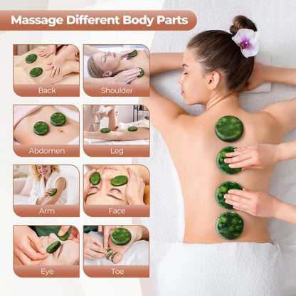 10-Piece Olive Green Natural Stone Massage Set for Spa & Home Body Relaxation