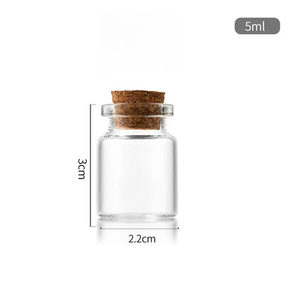 5Pcs Mini Clear Glass Bottles with Cork Stopper Wishing Drifting Bottles for Wedding Favors Party Decor DIY Craft Jars Vials