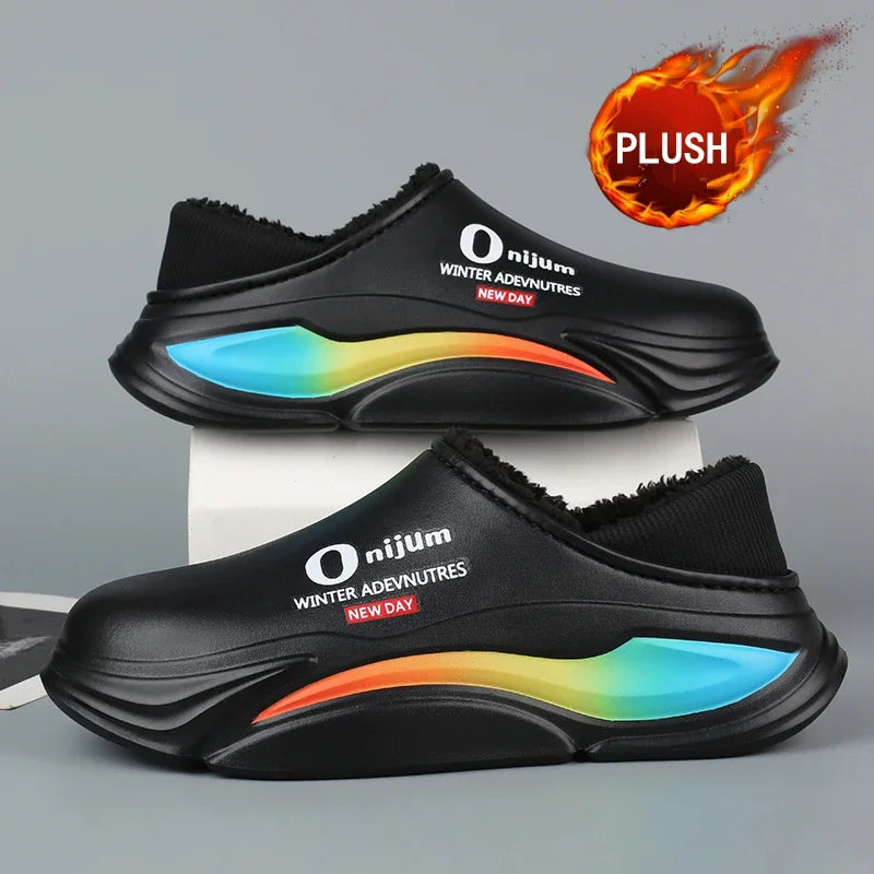Men Shoes Winter New Keep Warm Plush EVA Waterproof Indoor Outdoor Walking Slippers Unisex Men Women Size 36-45