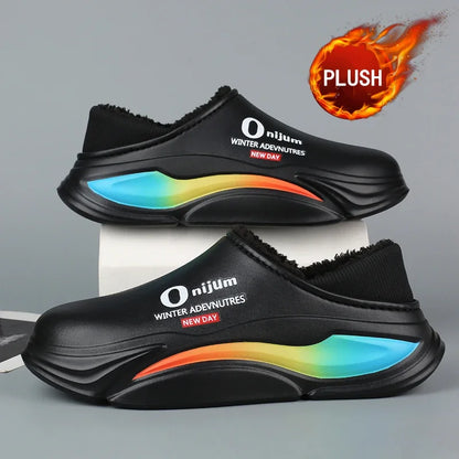 Men Shoes Winter New Keep Warm Plush EVA Waterproof Indoor Outdoor Walking Slippers Unisex Men Women Size 36-45