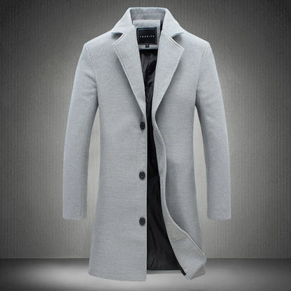 2025 Fashion Men Wool & Blends Mens Casual Business Trench Coat Mens Leisure Overcoat Male Punk Style Blends Dust Coats Jackets
