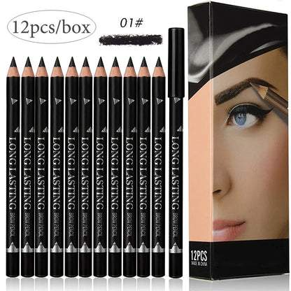6/12-Piece Waterproof Eyebrow Pencil Set – Natural Black & Brown Shades for Beginners & Professionals