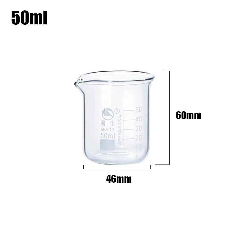 50ML/100ML/250ML/500ML High Borosilicate Glass Measuring Cup Clear Scale Cup Laboratory Beaker Kitchen Baking Measuring Cup