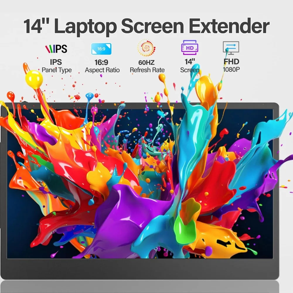 Laptop Screen Extender, FHD 1080P IPS Ultra-Thin Dual/Triple Monitor Display, HDMI/USB-C Plug-Play Portable Monitor for Laptop