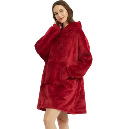 Winter Oversized Hoodie Blanket | Fleece TV Wearable Blanket with Sleeves