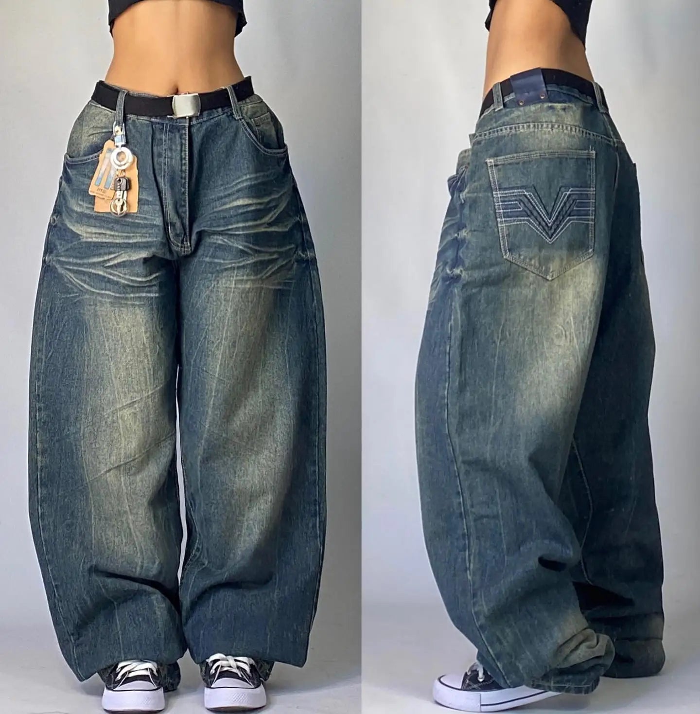 Streetwear New Fashion Oversized Print Baggy Jeans Y2K Harajuku Hip-hop Vintage Pop Gothic High Waist Wide-leg Pants Trousers