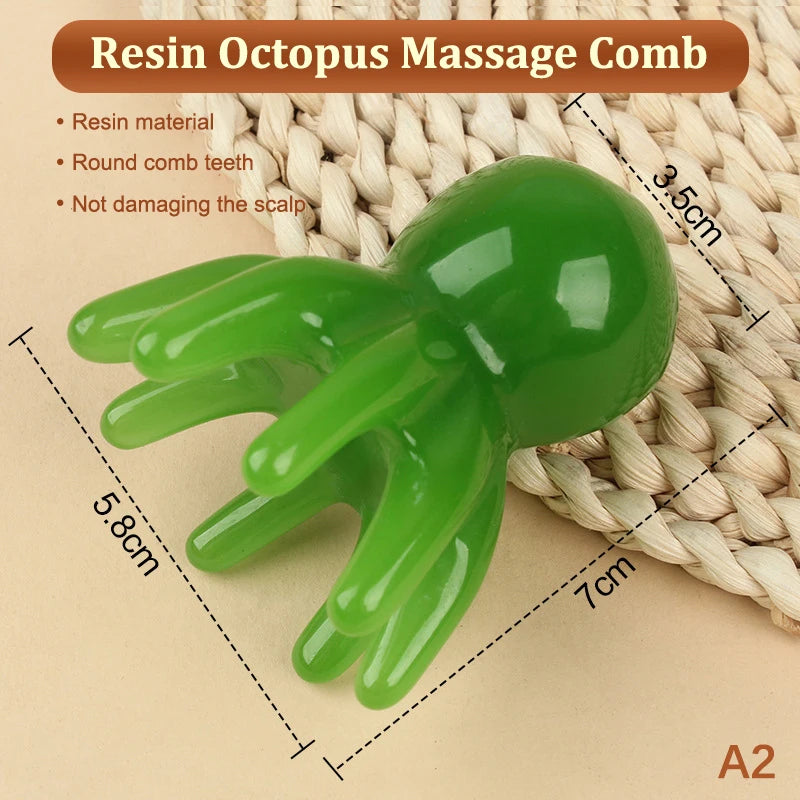 Resin Octopus Comb Head Massager – Scalp, Meridian, Gua Sha SPA Health Tool