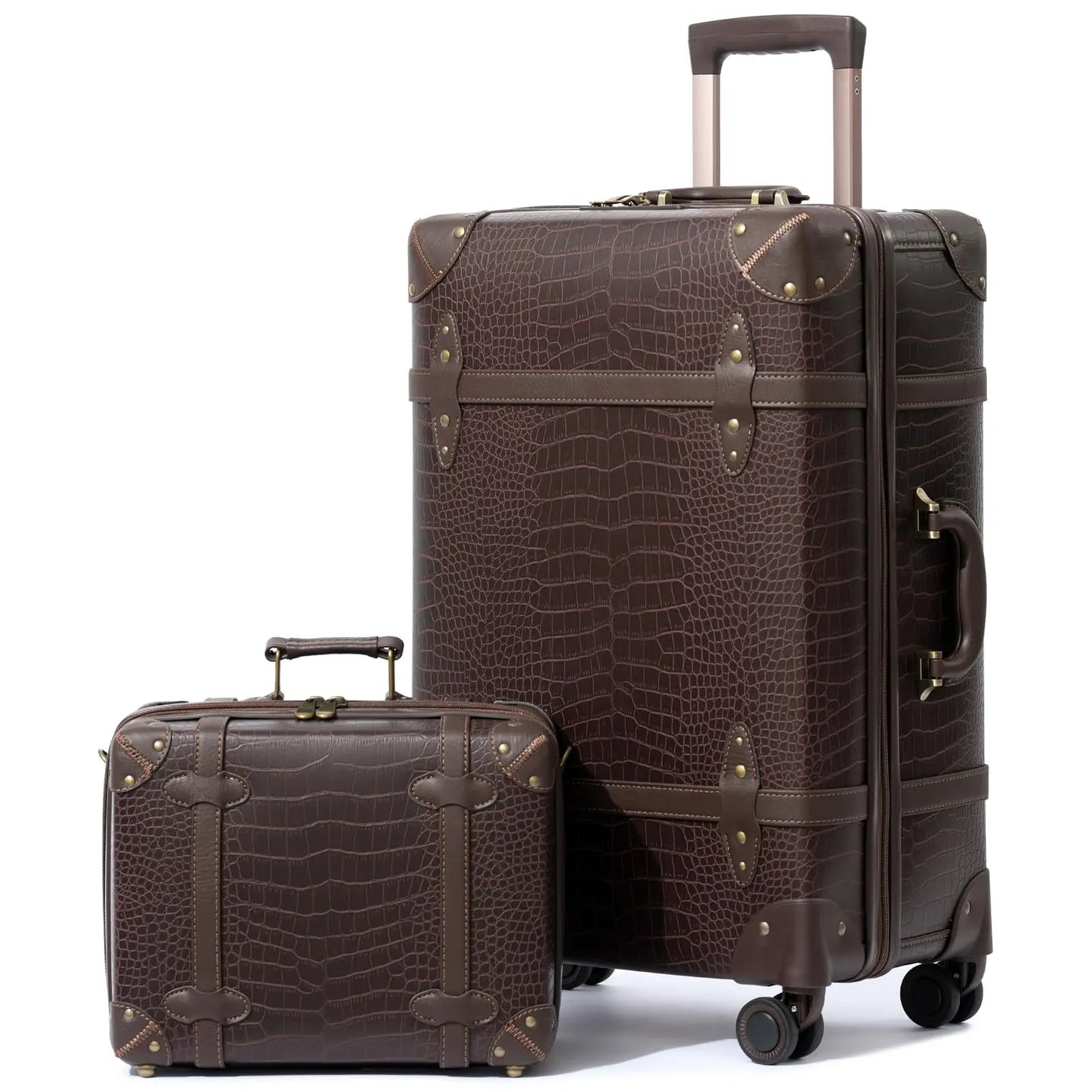 Urecity Vintage Luggage Set Retro Suitcase For Men&Women Business Luggage for Travel Rolling Suitcase With Handbag 14Inches