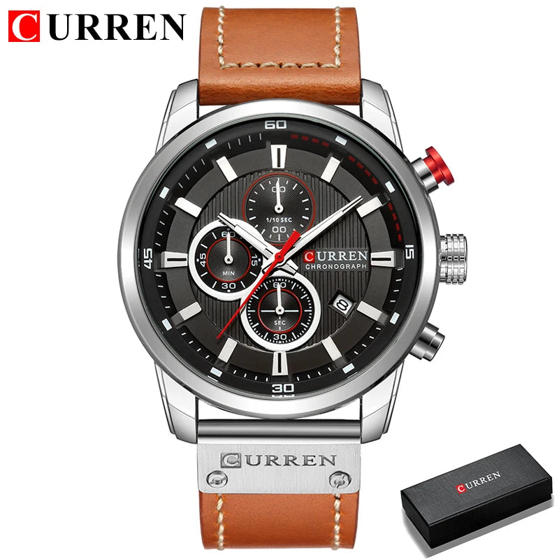 CURREN Luxury Men’s Quartz Watch Chronograph Sport Date Fashion Wristwatch 2025