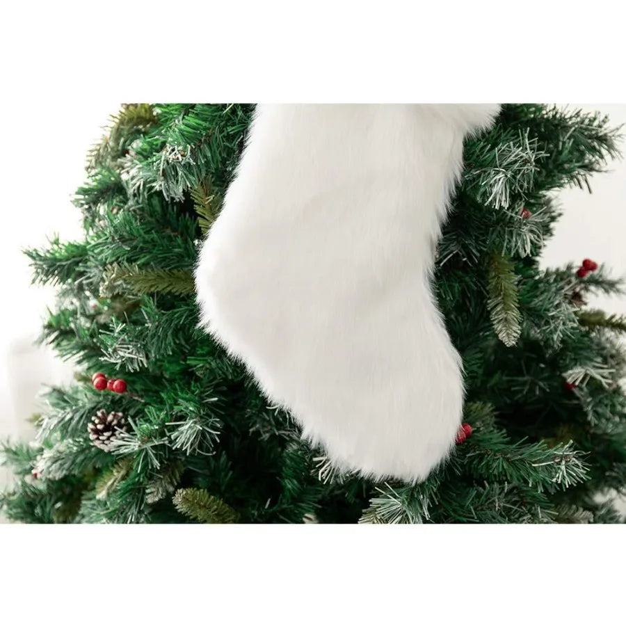 20 inch Plush Christmas Stocking 2 Pack Cozy Snowy White Faux Fur Xmas Stockings for Holiday Mantel Decoration Perfect for Chri