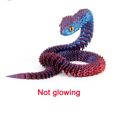3D Printed Snake Luminous Movable Joint Simulation Snake Figurine Creative Home Office Desktop Decoration New Year Gifts Crafts