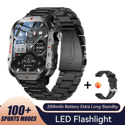 KESHUYOU Outdoor Smart Watch 2.01" HD LED Flashlight Bluetooth Talking Watch
