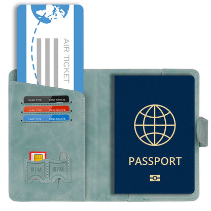 RFID Passport Holder Cover Wallet – Leather Travel Card Case for Men & Women