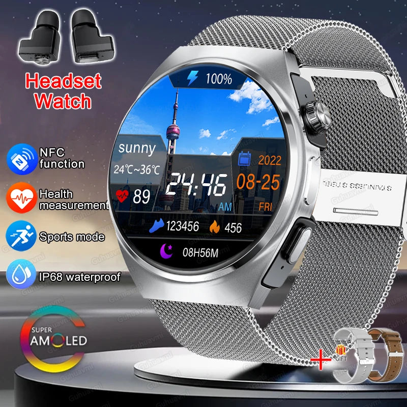 For Man Women New 2 in 1 Smart Watch With Earbuds Smartwatch TWS Bluetooth Earphone Heart Rate Blood Oxygen Monitor Sports Watch