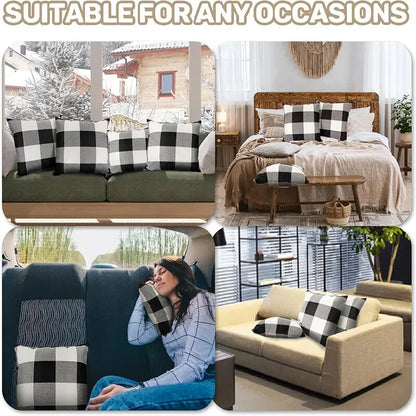 Buffalo Plaid Pillow Covers Cotton Throw Pillows Christmas Buffalo Check Pillow Case for Couch Sofa Cushion Bed Home Decorations