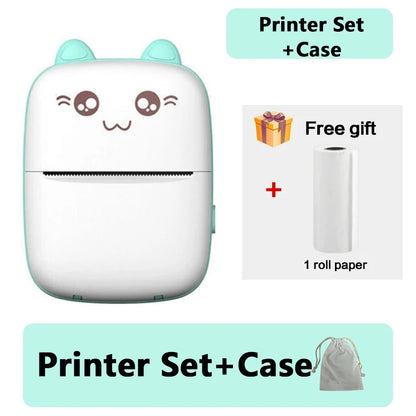 58mm Mini Portable Thermal Printer Cat Shapes Lightweight Wireless Photo Label Memo Wrong Question Printing USB Cable Printer