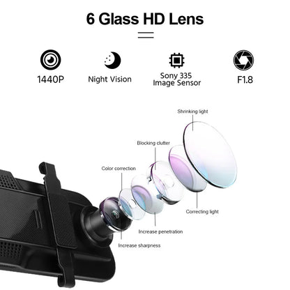 Yangood VisionX Pro – 2.5K Smart Dashcam Mirror with GPS, Wi-Fi & Night Vision