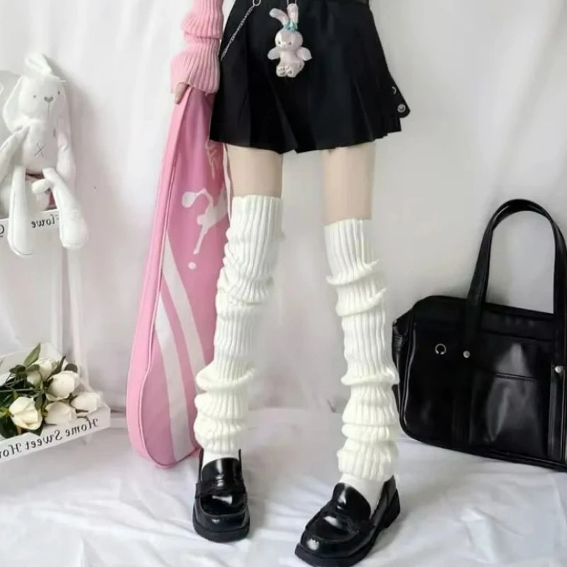 Y2K Lolita Leg Warmers Gothic Long Socks Women's Leggings Gaiters Knee Goth Socks Knitted Cuffs Ankle Warmer JK Girls Foot Cover