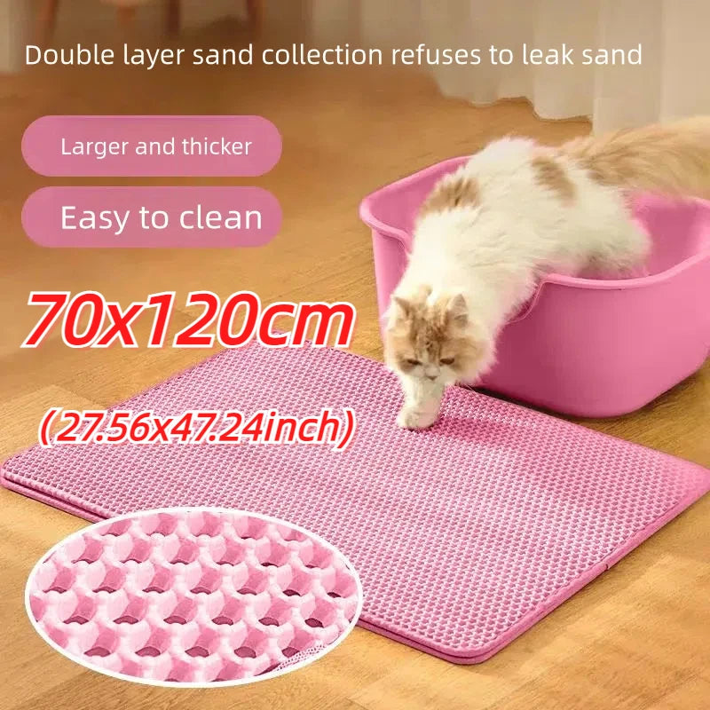Cat Litter Mat Non Slip Big Pet Litter Box Filter Mat Double Layer Wear Resistant Waterproof Cat Litter Mat Pet Clean Supplies