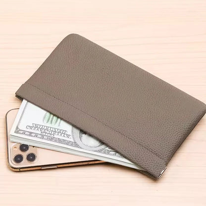 Self-Closing Long Wallet Artificial Leather Passport ID Cash Card Cable Holder