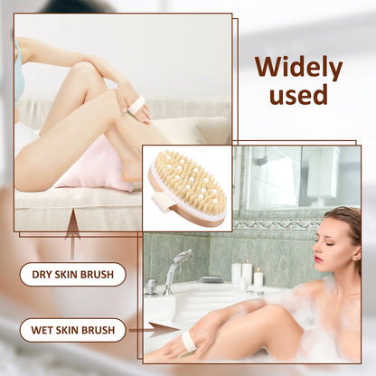 Natural Bristle Body Brush Dry Skin Exfoliating Dead Skin Remover SPA Soft Brush