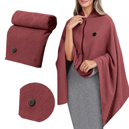 Electric USB Heated Blanket Hoodie | Portable Shawl Wrap with 3 Heat Levels