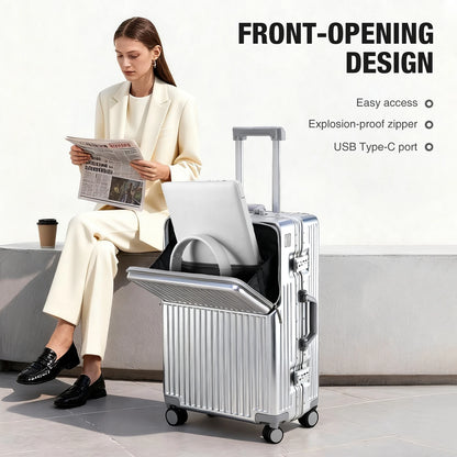 AIWEINY 2025 Aluminum Frame Suitcase PC Hard Shell Pressure-Resistant Travel Luggage, 360° Silent Swivel Wheels, with TSA Lock.
