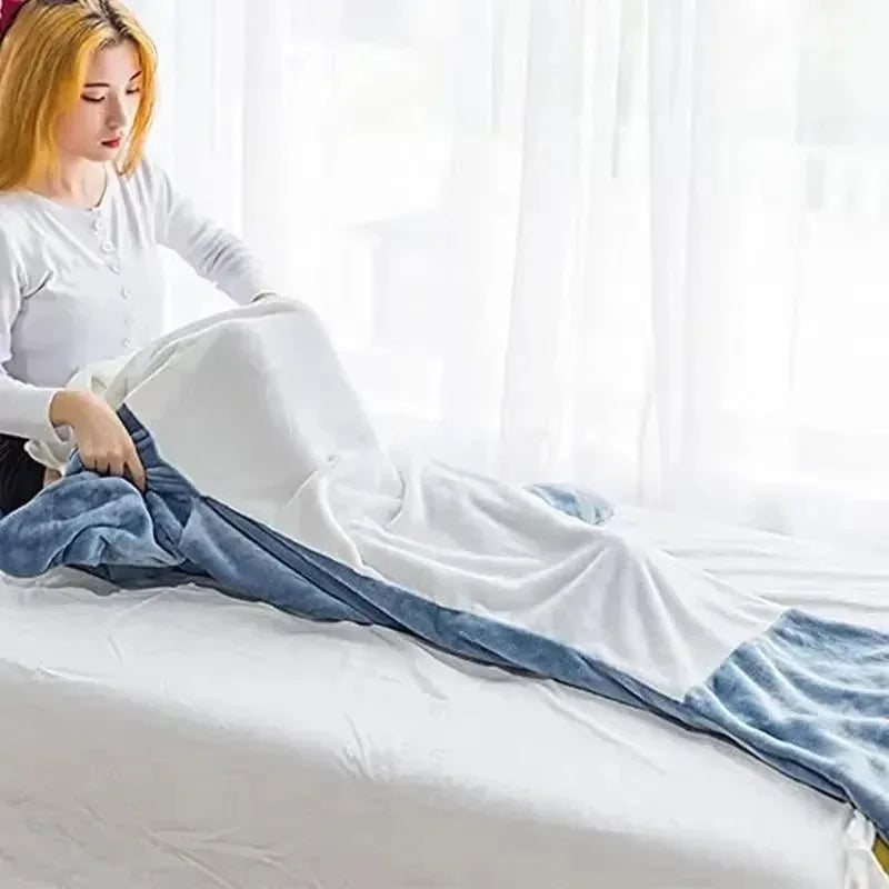 Wearable Shark Blanket Hoodie for Women | Soft Flannel Warm Shark Pajama Robe