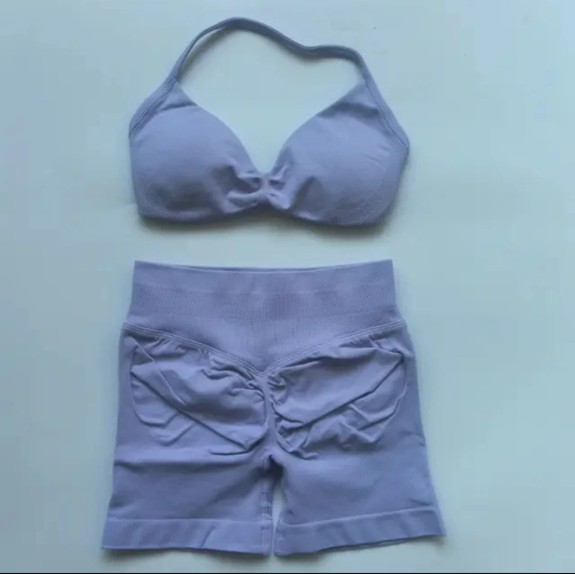 DFYIVE Yoga Gym Set 2 Piece Women Strappy Yoga Bra Top Workout Scrunch Shorts Sports Suit Fitness Clothes Seamless Yoga Set