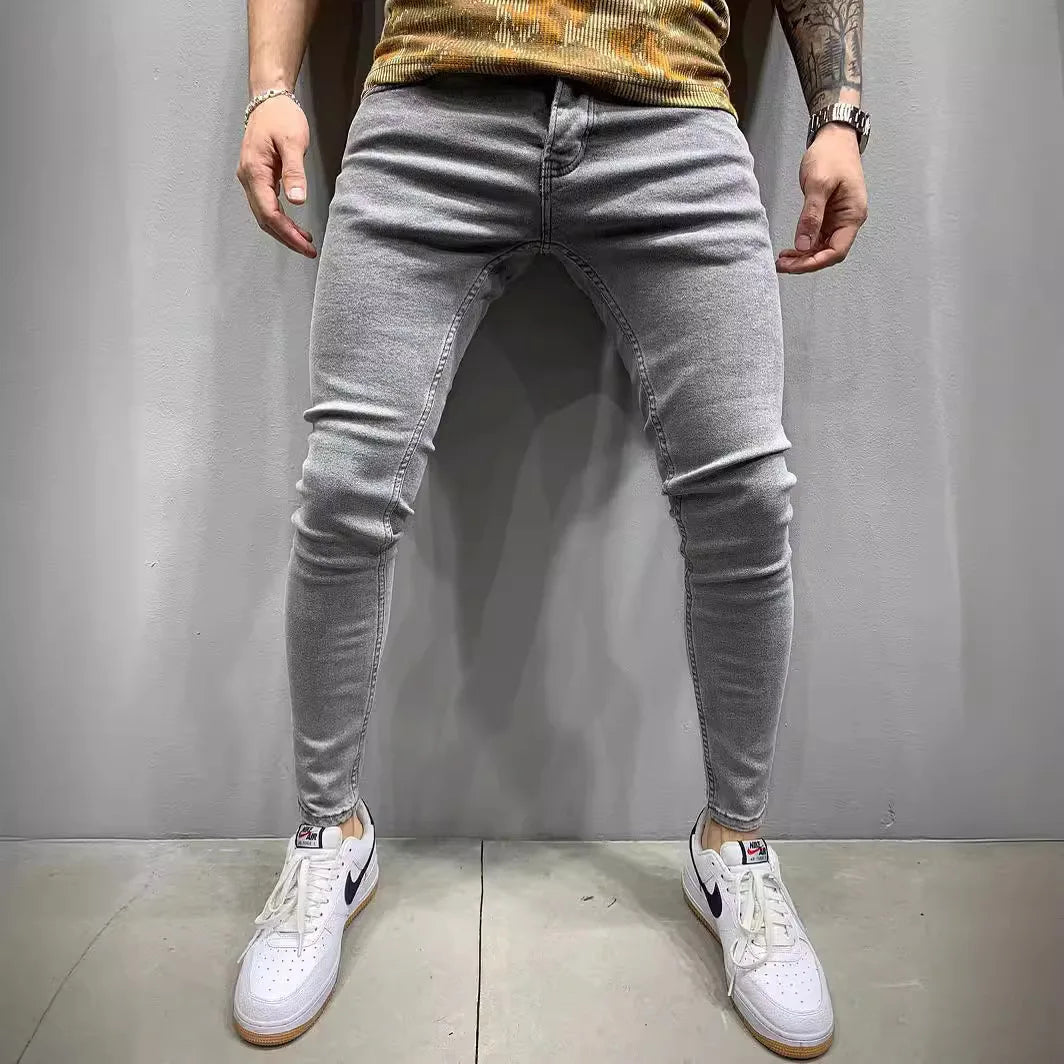 High Quality Stretch Elastic Skinny Jeans Men European American Classic Solid Washed Denim Pant Casual Pantalones Hombre Joggers