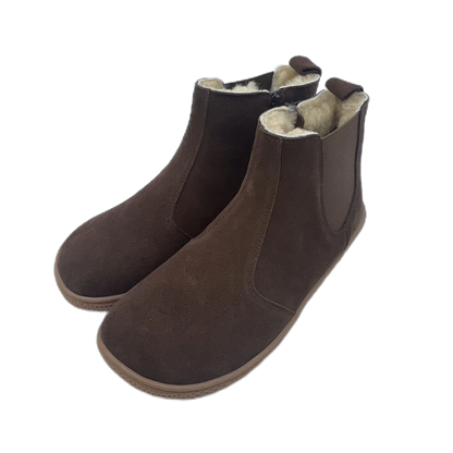 Tipsietoes Top Brand Chelsea Barefoot Genuine Leather Winter Boots With Warm Real Natural Fur Linning And Insole For Women