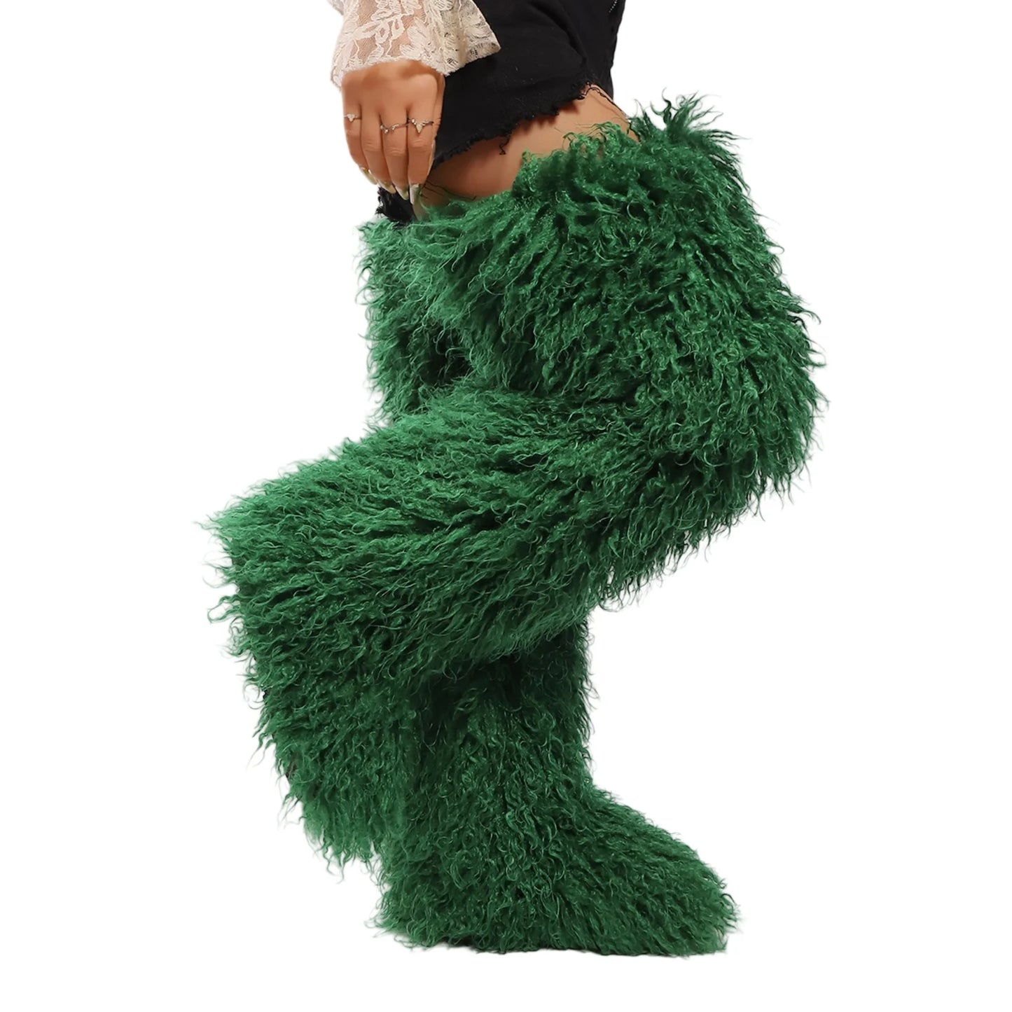 Women's Thigh High Mongolian Boots High Boots Winter New Fox Fur Snow Boots  Women's Boots Leg Warm Boots Non-Slip Soles