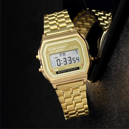 2025 Digital LED Sports Watch Men Women Waterproof Gold Casual Wristwatch