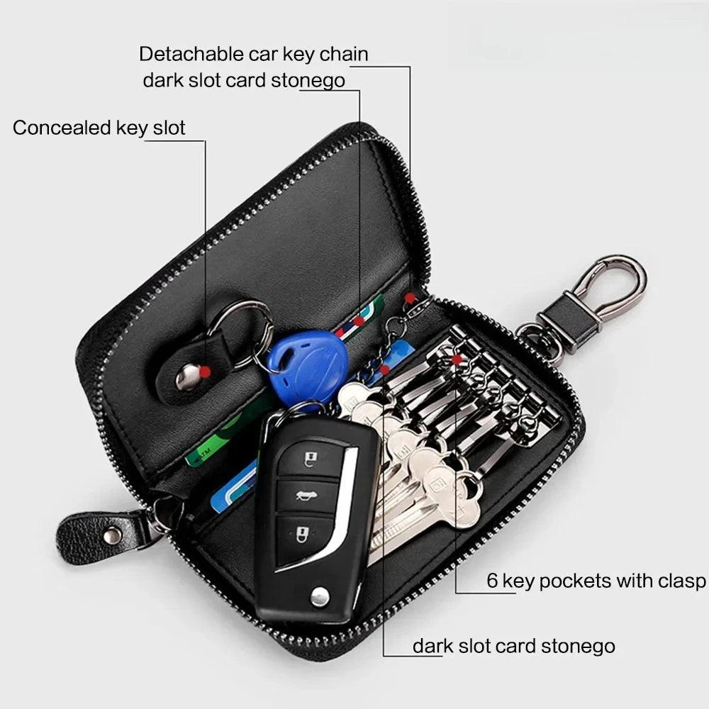 Genuine Leather KeyChain Key Bag Unisex Multifunction Wallet Car Housekeeper Pouch