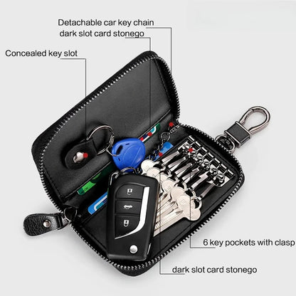 Genuine Leather KeyChain Key Bag Unisex Multifunction Wallet Car Housekeeper Pouch