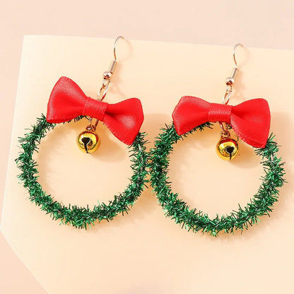 Merry Christmas Christmas Drop Earrings Xmas Tree Mix Styles New Year Earrings Decoration Alloy Wreath Circle Earrings Holiday