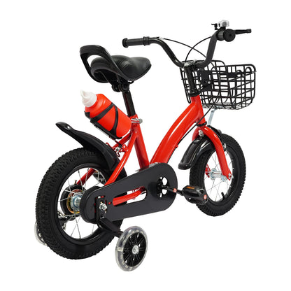Bicicleta infantil de 30 cm com rodas, suporte para garrafa e cesto | Bicicleta de criança azul/vermelha/rosa para 2 a 5 anos