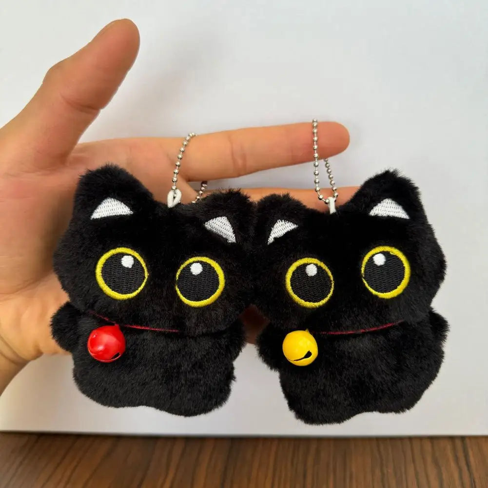 Cute Black Cat Plush Doll Pendant Toy Cartoon Soft Plush Toy Keychain Car Key Backpack Bag Decoration Kawaii Gift For Boys Girls