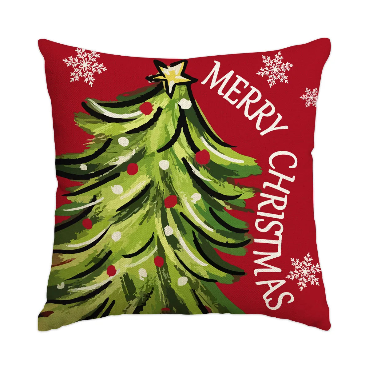 1pc/4pcs Christmas Pillow Cover, Black and Red Buffalo Plaid Celebration Christmas Tree Snowflake Decoration Sofa Cushion Cover