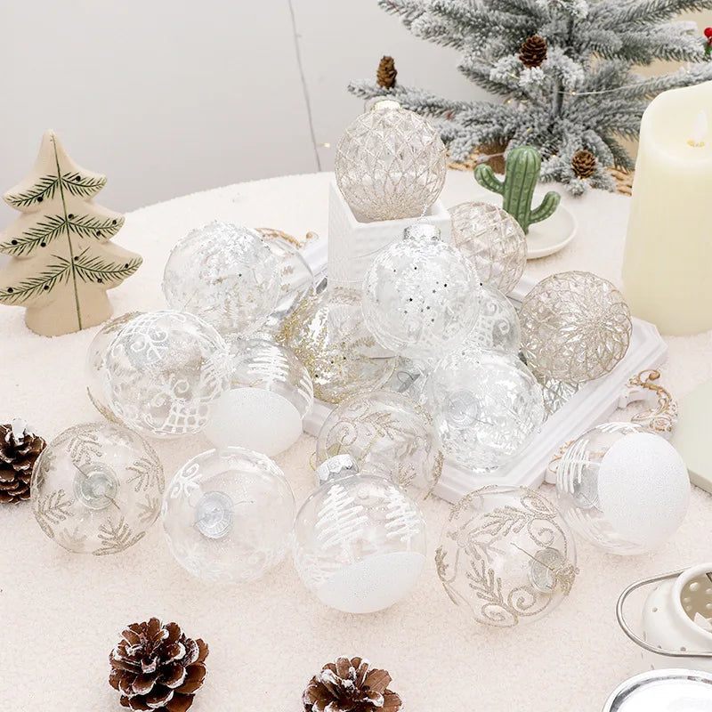 8cm PET Clear Decorative Christmas Ball Christmas Tree Ornament Sequin Christmas Decorative Ball Xmas Ornaments Home Decor