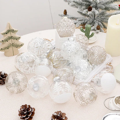 8cm PET Clear Decorative Christmas Ball Christmas Tree Ornament Sequin Christmas Decorative Ball Xmas Ornaments Home Decor