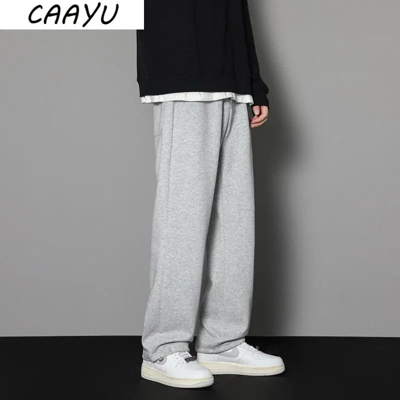 CAAYU Sweatpants Mens Straight Pants Large Size Male Loose Black Casual Pants Streetwear Sport Trousers Joggers Oversize Sports