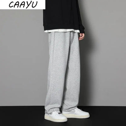 CAAYU Sweatpants Mens Straight Pants Large Size Male Loose Black Casual Pants Streetwear Sport Trousers Joggers Oversize Sports