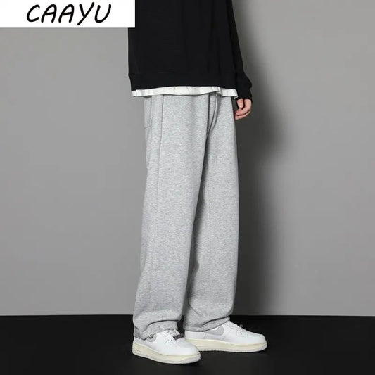 CAAYU Sweatpants Mens Straight Pants Large Size Male Loose Black Casual Pants Streetwear Sport Trousers Joggers Oversize Sports
