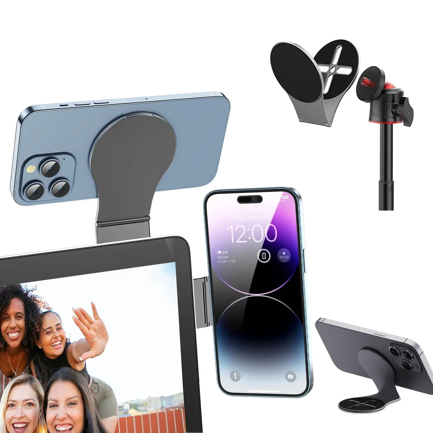 Magnetic Foldable Laptop & Phone Holder – Portable Dual-Screen Mount for Productivity