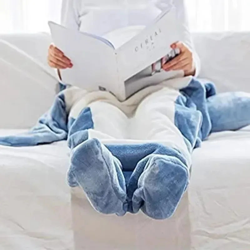 Wearable Shark Blanket Hoodie for Women | Soft Flannel Warm Shark Pajama Robe