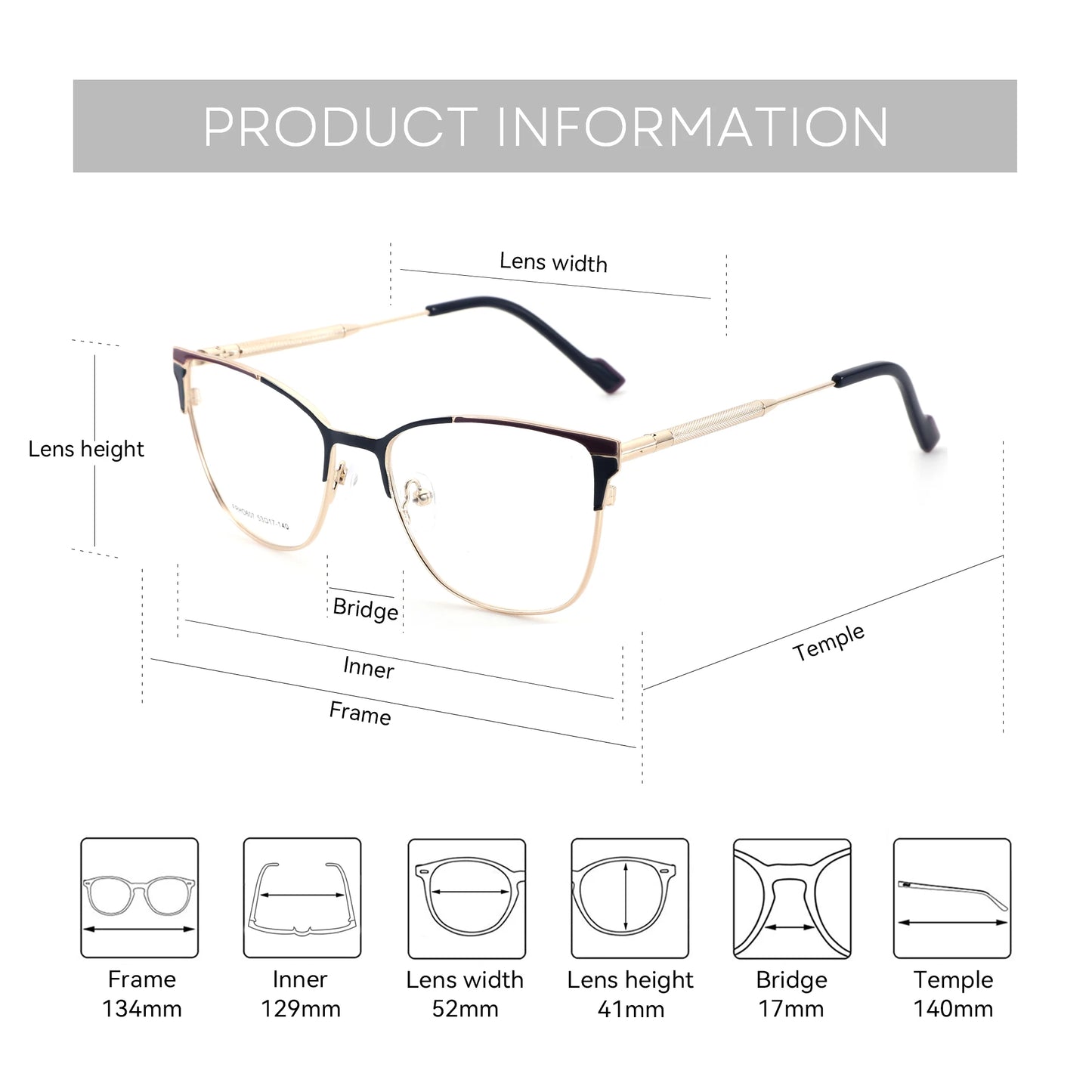 ZENOTTIC (M Size) 2025 Trend Butterfly Prescription Glasses Woman Metal Optical Eyeglasses for Anti Blue Light Photochromic
